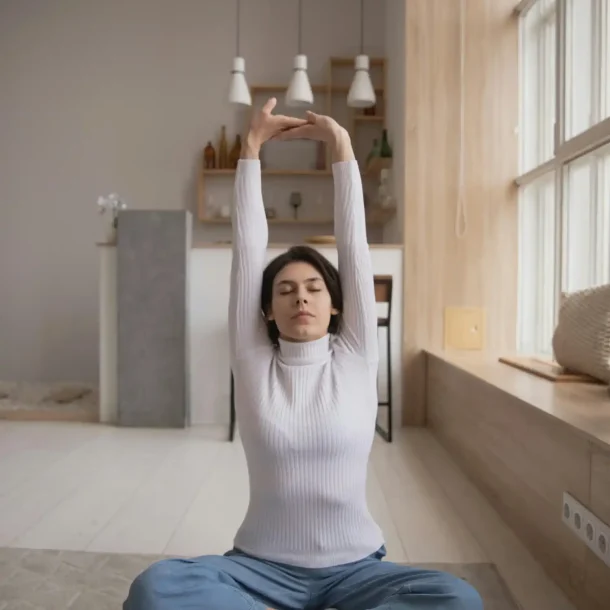 A Young Girl practicing deep breathing to reduce stress using a science-backed technique - Save your Brain Wellness