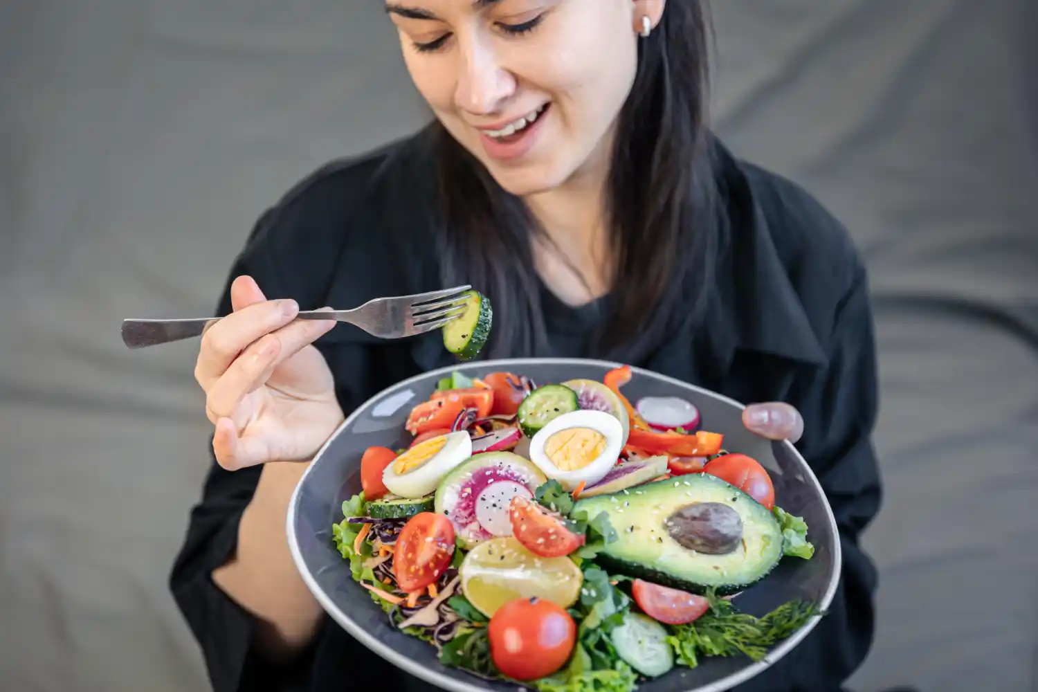 Colorful clean nutrition foods and relaxed mind representing brain wellness - Save Your Brain Wellness